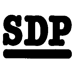 Initials SDP in ITC American Typewriter bold condensed with underline