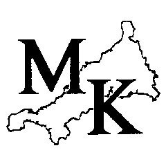 Outline of Cornwall with MK superimposed on it
