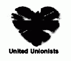 Heartshaped UNION FLAG with United Unionists written in bold underneath