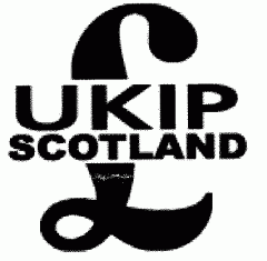 a pound sterling sign with the letters UKIP Scotland through the middle