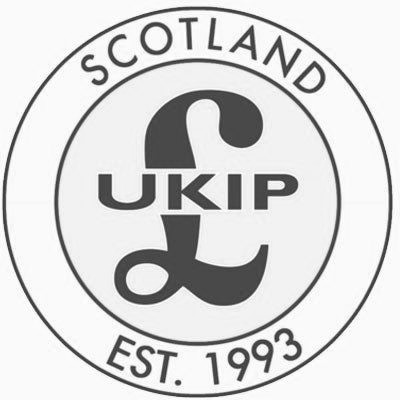 a pound sterling sign with the letters UKIP through the middle and the letters SCOTLAND above and EST. 1993 below
